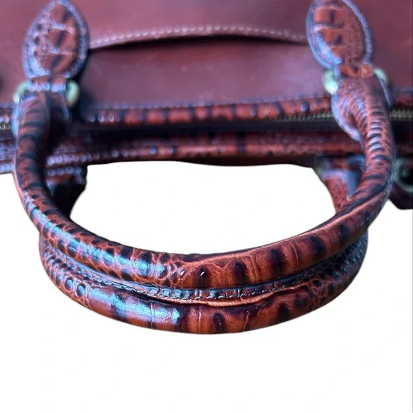Brahmin Cognac Croc Leather Satchel Bag EUC - Picture 9 of 12